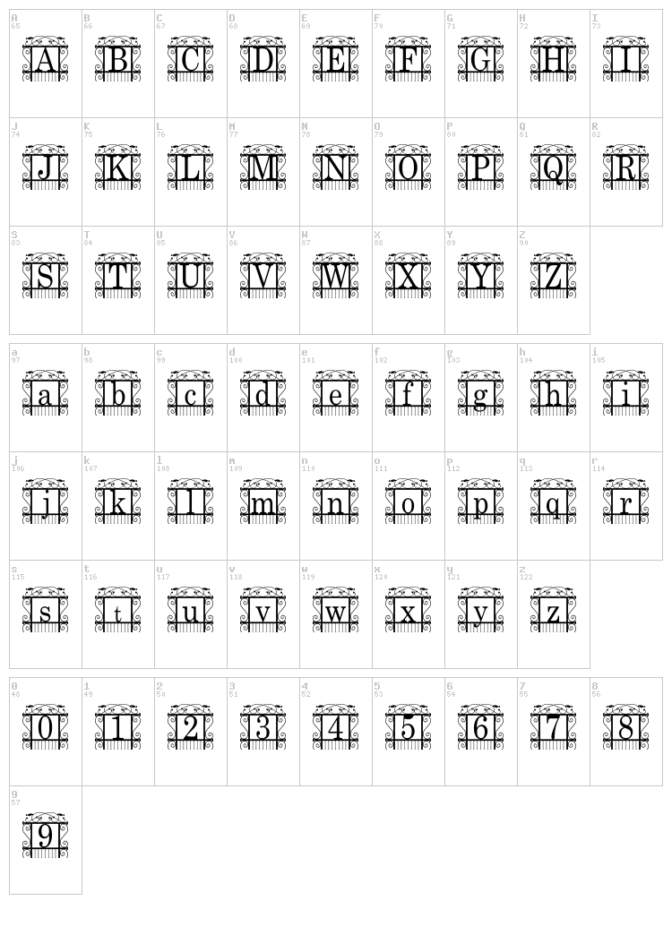 The Garden font map